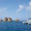 One of our 4 boats at the Indians. A bit of current and only fair snorkeling.
